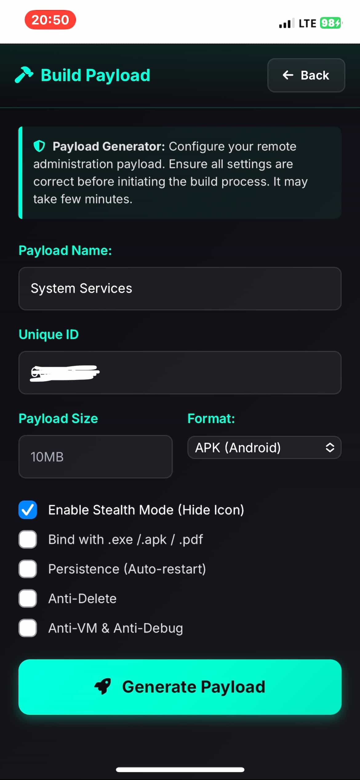 Parental Control dashboard for remote administration and security audits